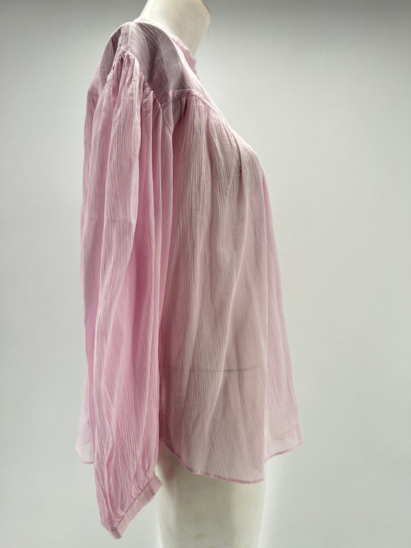 Blouse rose pale à boutons