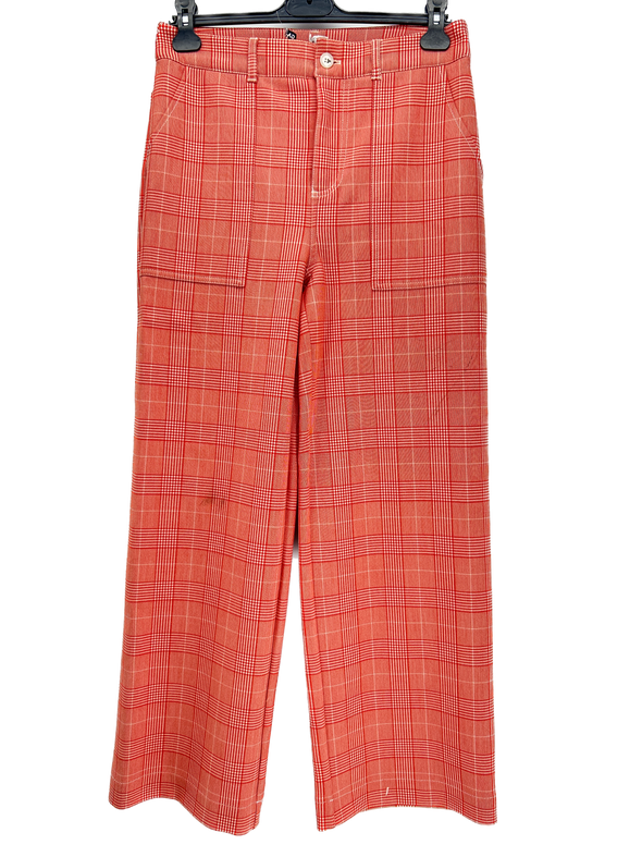Pantalon de tailleur rouge à carreaux