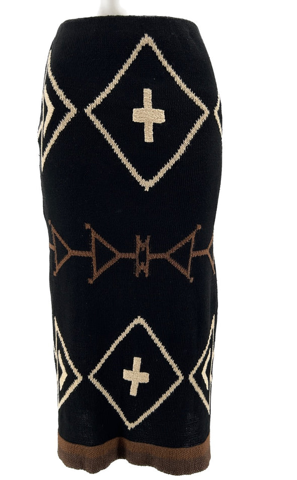 Jupe noire à motifs géométriques