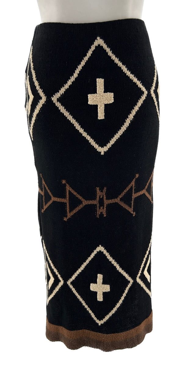 Jupe noire à motifs géométriques