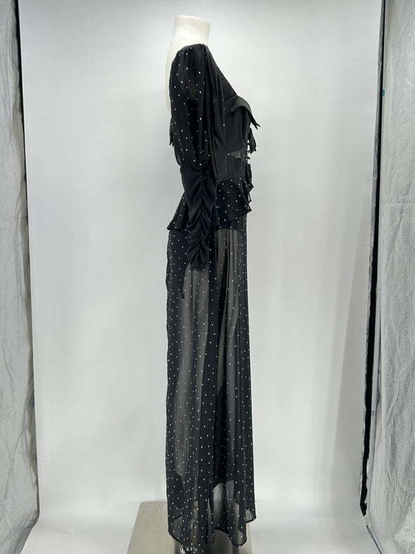Robe noire à strass et body intégré
