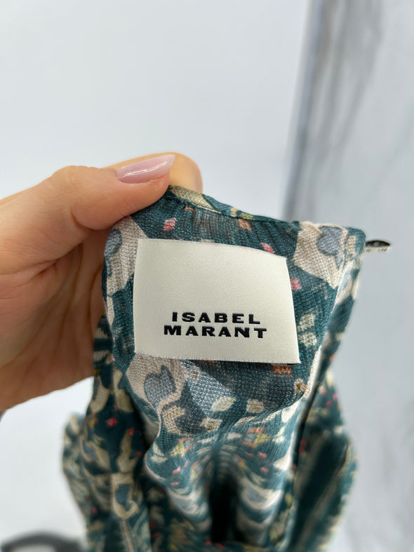 Blouse verte à imprimés