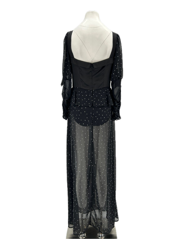 Robe noire à strass et body intégré