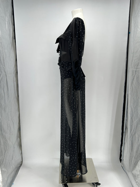 Robe noire à strass et body intégré