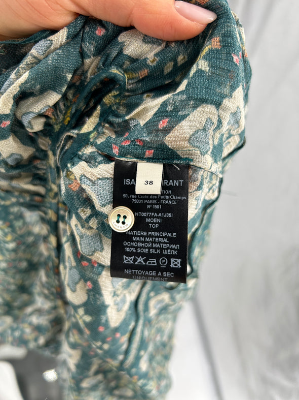 Blouse verte à imprimés