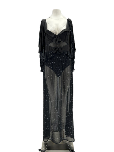Robe noire à strass et body intégré