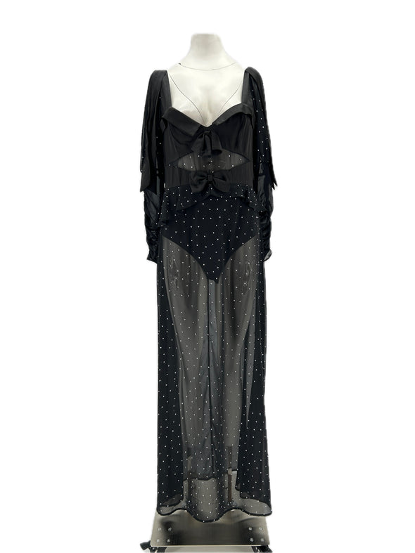 Robe noire à strass et body intégré