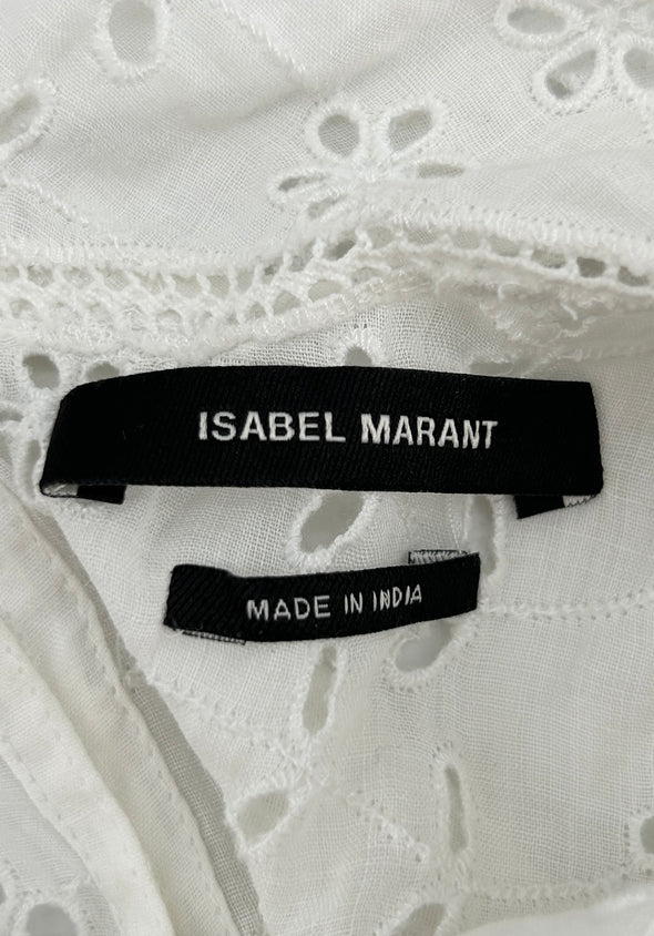 Top blanc à manches longues en dentelle