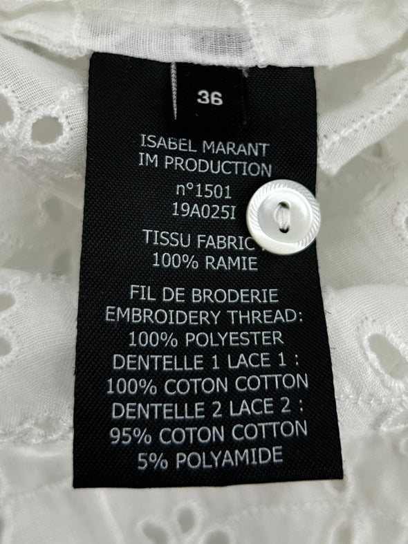 Top blanc à manches longues en dentelle