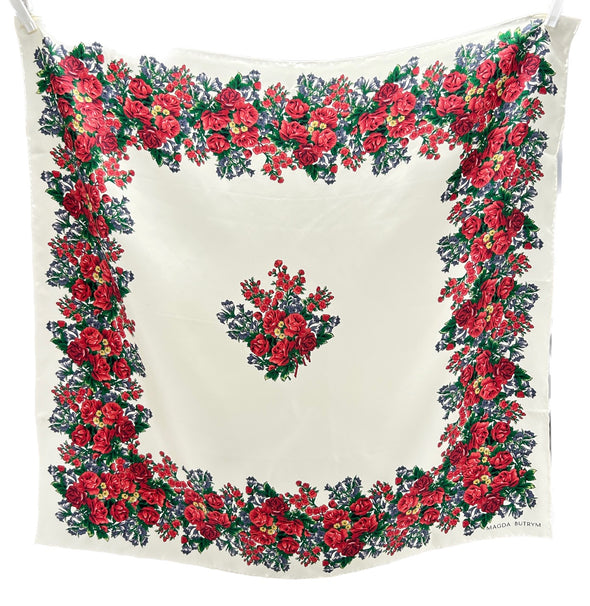 Foulard en soie à motifs fleurs