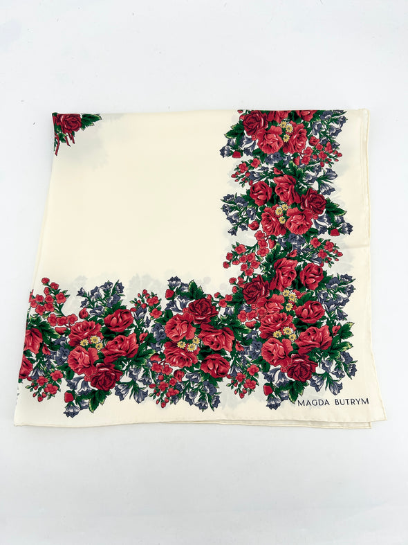 Foulard en soie à motifs fleurs