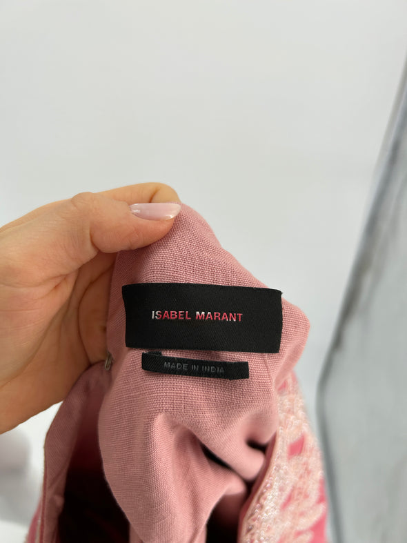 Blouse en velours rose avec broderies