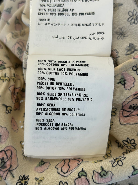 Robe en soie beige imprimée