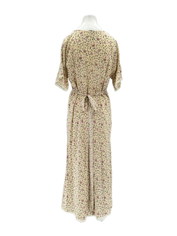 Robe en soie beige imprimée