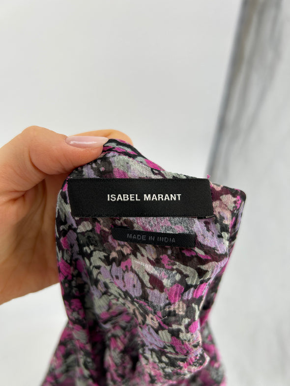 Blouse violette avec imprimés floraux