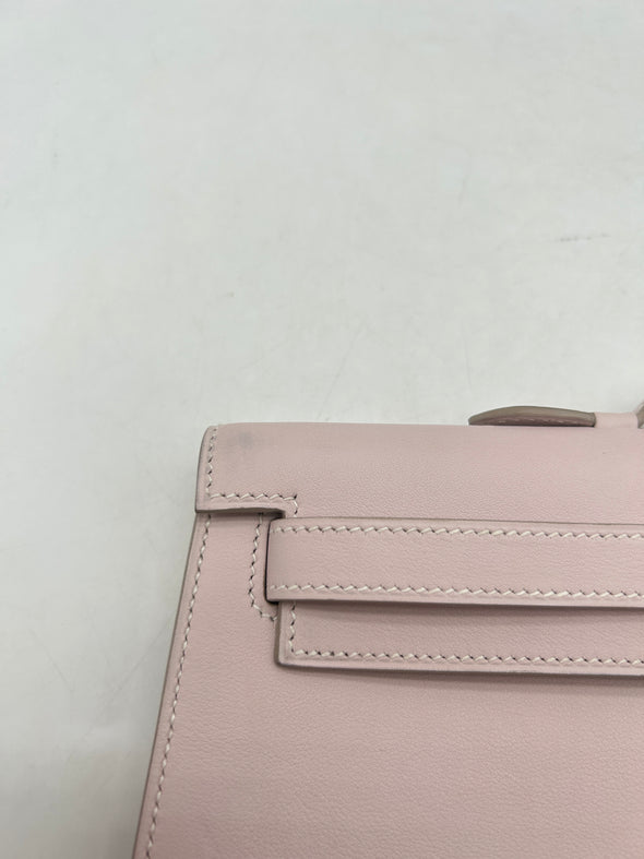 Sac "Kelly Cut Clutch" en cuir swift mauve pâle