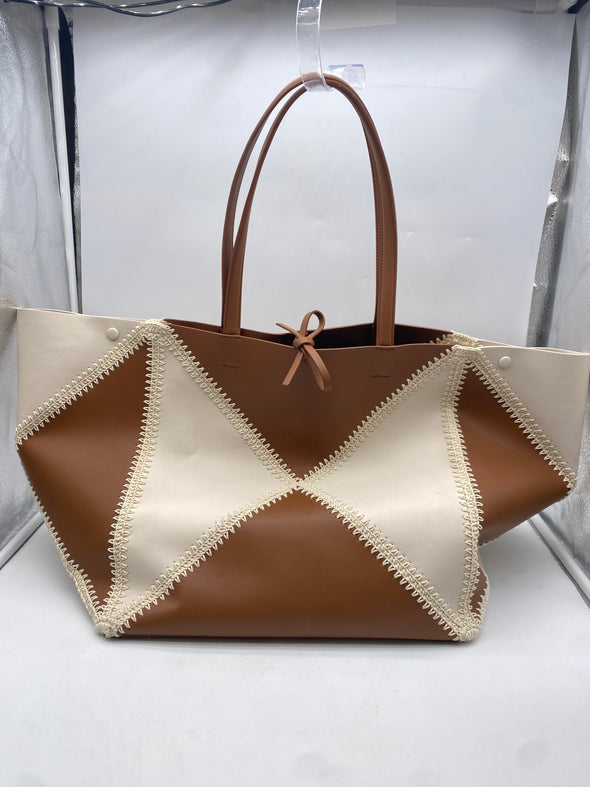 Tote bag "Origami" beige et blanc