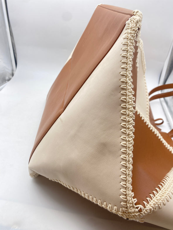 Tote bag "Origami" beige et blanc