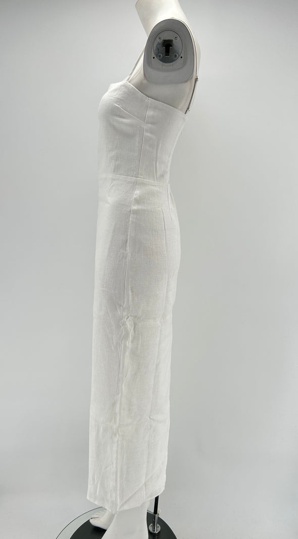 Robe longue blanche à bretelles en lin