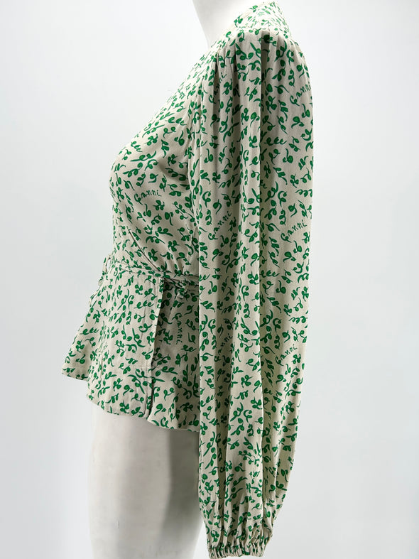 Blouse verte imprimée