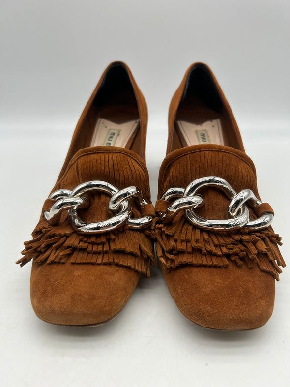 Mocassins à talons en daim
