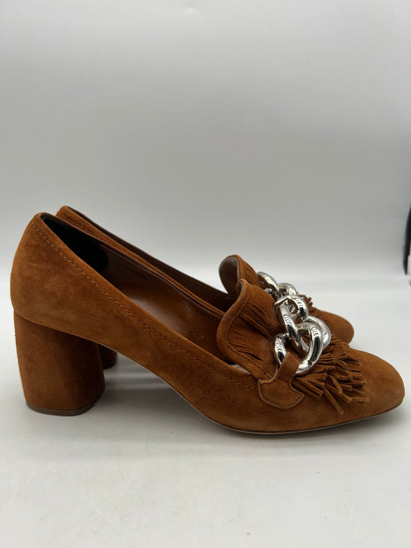 Mocassins à talons en daim