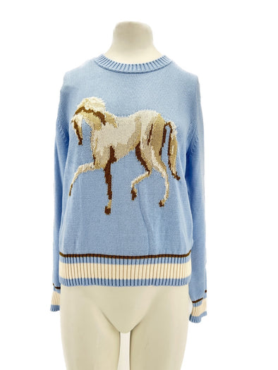 Pull en maille bleu