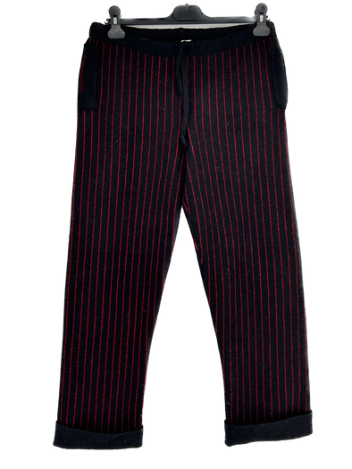 Pantalon en laine à rayures rouges