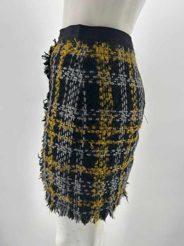Jupe en tweed noir et jaune
