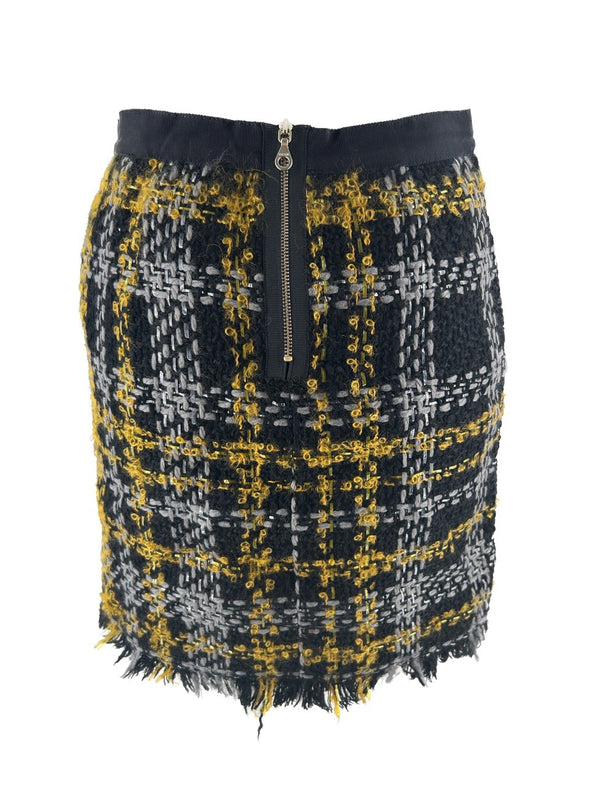 Jupe en tweed noir et jaune