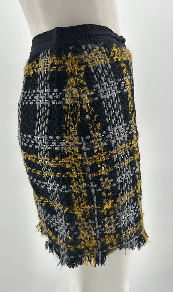 Jupe en tweed noir et jaune