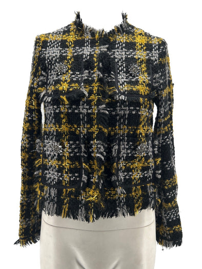 Veste en tweed noir et jaune