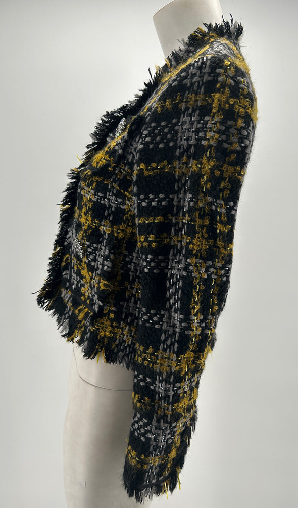 Veste en tweed noir et jaune