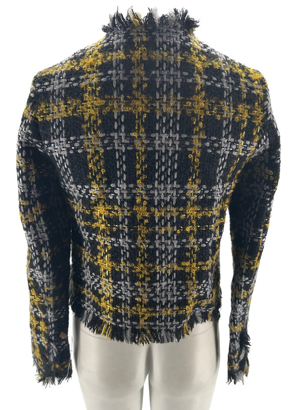 Veste en tweed noir et jaune