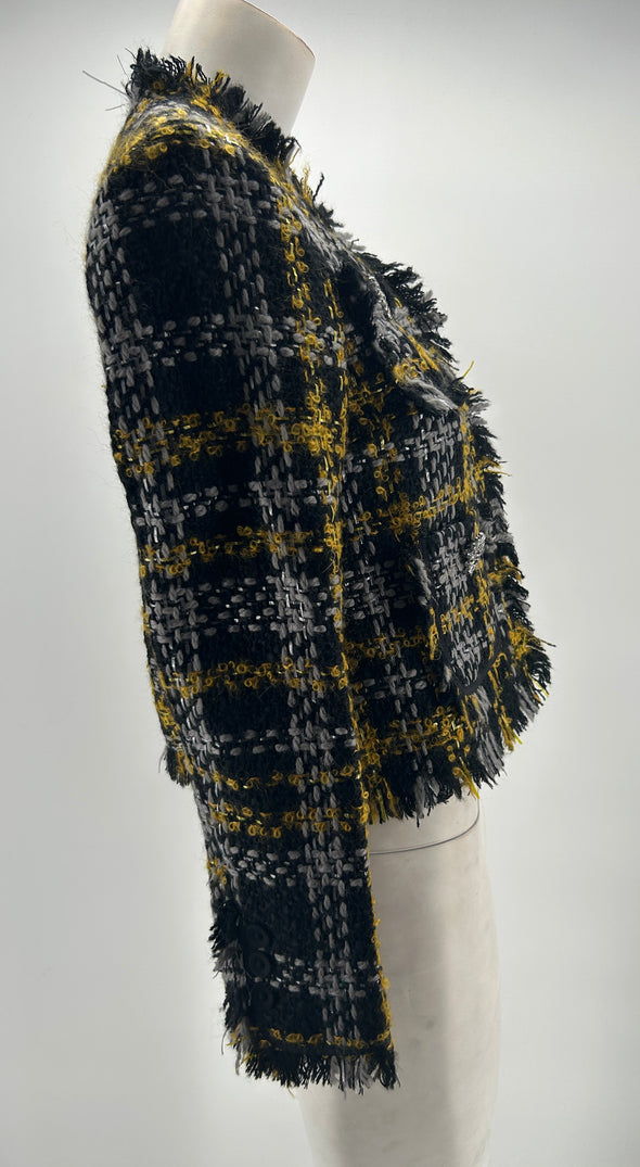 Veste en tweed noir et jaune