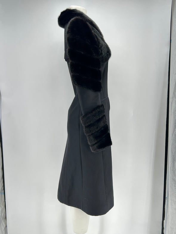 Manteau en soie et fourrure