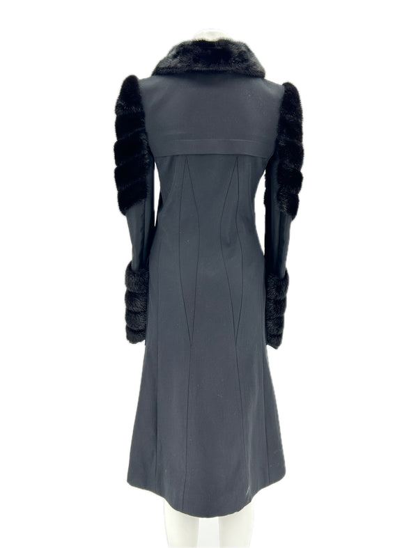 Manteau en soie et fourrure