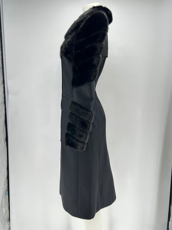 Manteau en soie et fourrure