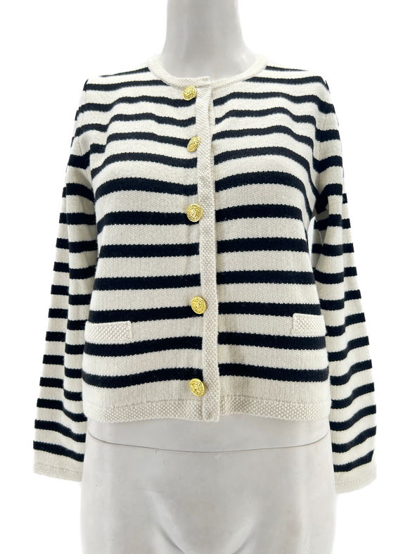 Cardigan rayé blanc et noir