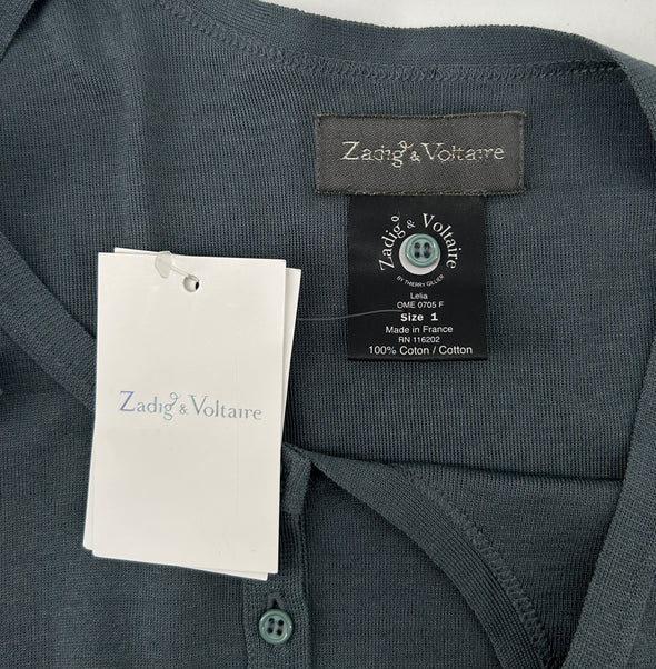 T-shirt bleu à col boutonné