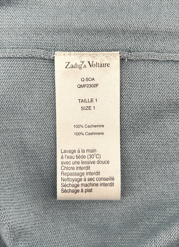 T-shirt bleu en cachemire à détails tête de mort