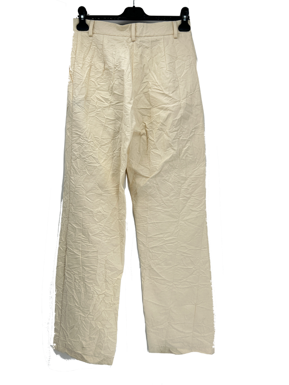 Pantalon beige plissé