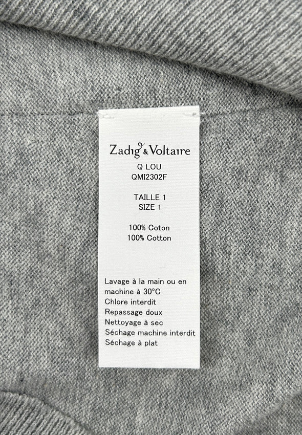 T-shirt long gris à col V