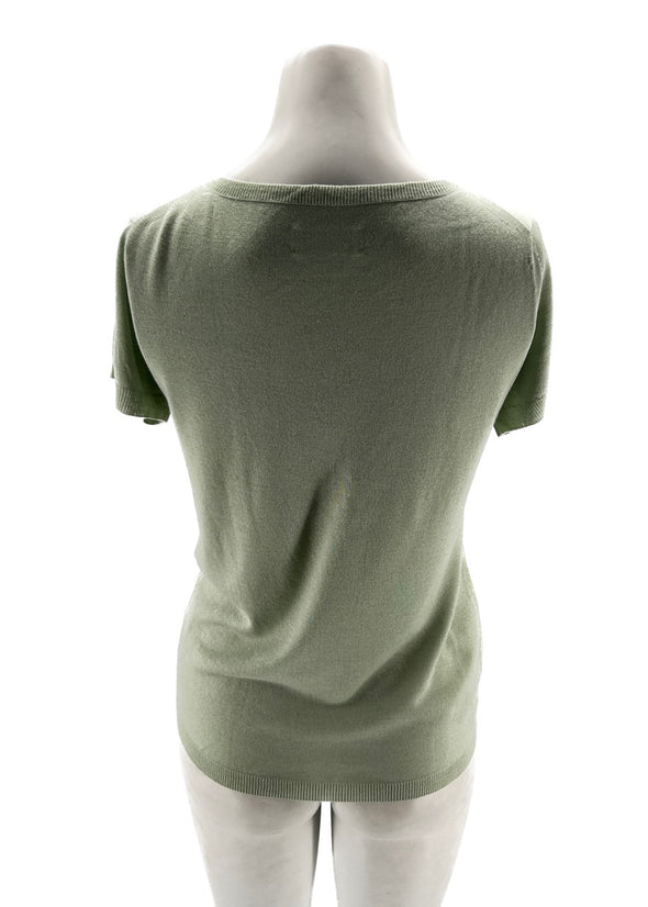 T-shirt vert en soie à décolleté "Pandore"