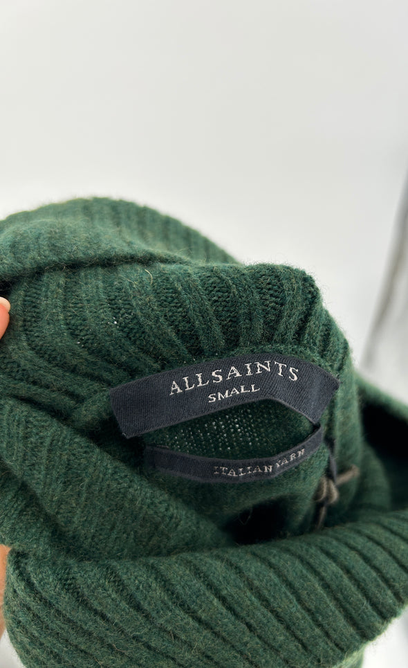 Pull vert à col roulé en cachemire