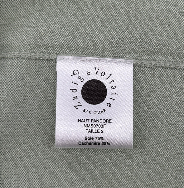 T-shirt vert en soie à décolleté "Pandore"