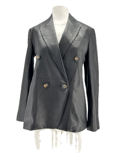Blazer en cuir noir