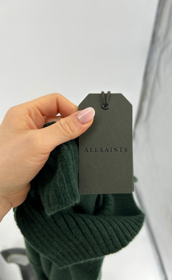 Pull vert à col roulé en cachemire