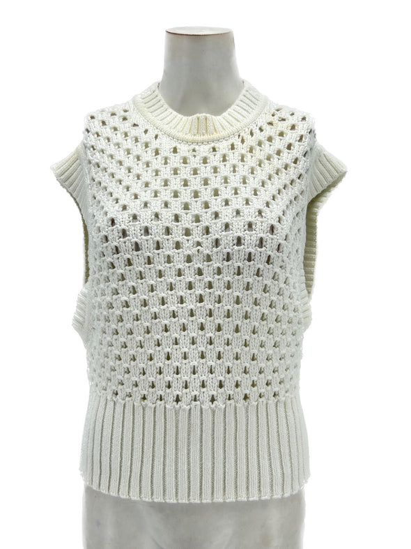 Pull blanc sans manches en maille "Ferminta"