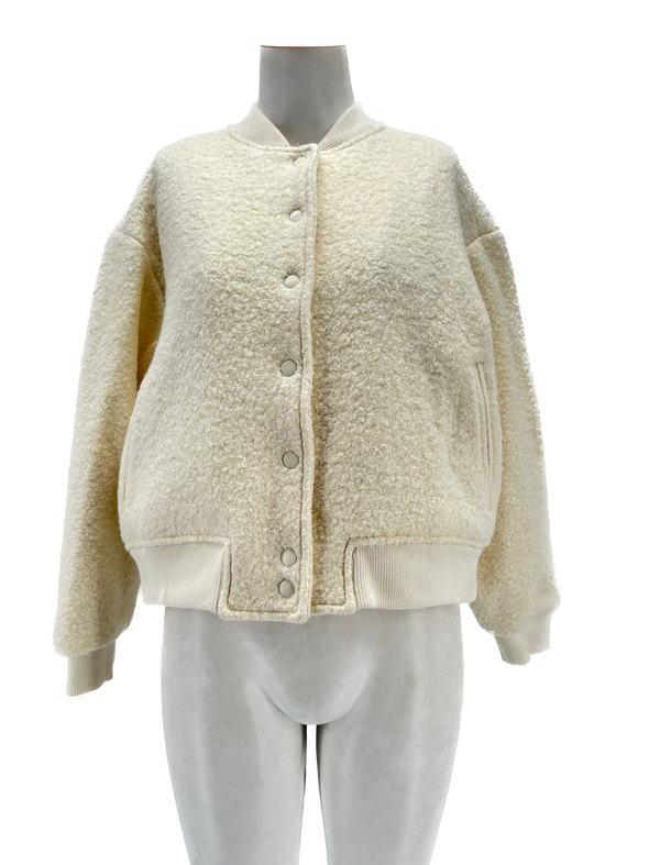 Bomber en laine blanc cassé